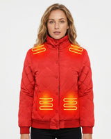 Women's Winter Puffer Jacket Heated With 8 Integrated Zones Stand Collar Snap Button Placket - Image 1