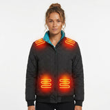 Women's Winter Puffer Jacket Heated With 8 Integrated Zones Stand Collar Snap Button Placket - Image 4