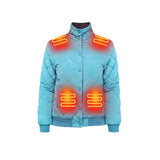 Women's Winter Puffer Jacket Heated With 8 Integrated Zones Stand Collar Snap Button Placket - Image 8