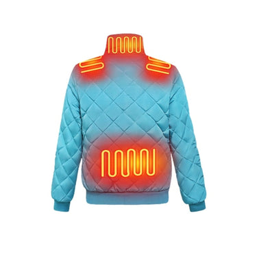 Women's Winter Puffer Jacket Heated With 8 Integrated Zones Stand Collar Snap Button Placket - Image 9