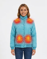 Women's Winter Puffer Jacket Heated With 8 Integrated Zones Stand Collar Snap Button Placket - Image 7