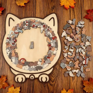 Wooden Cat Puzzle 135-Piece Adult Jigsaw In Gentle Morandi Hues - Image 2