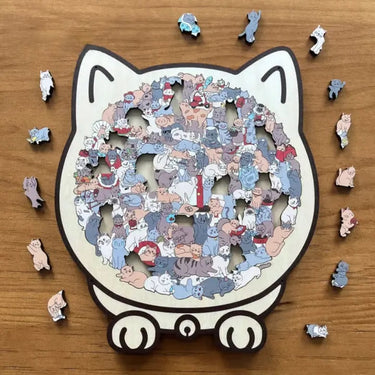 Wooden Cat Puzzle 135-Piece Adult Jigsaw In Gentle Morandi Hues - Image 4
