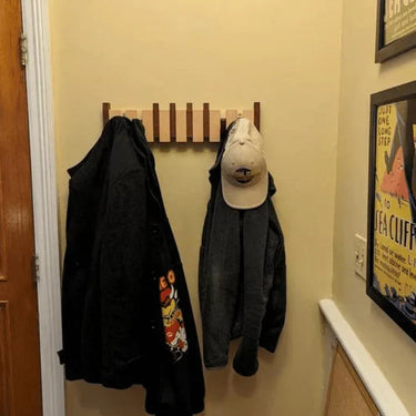 Wooden Coat Rack with Streamlined Wall-Mounted Design and Angled Hooks - Image 4
