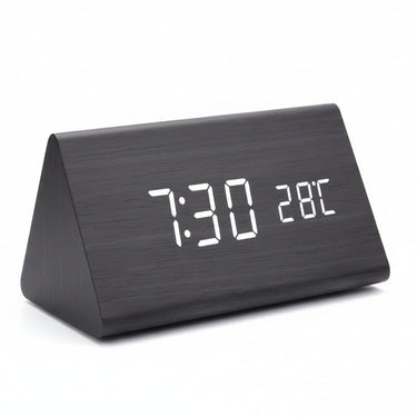 Wooden Digital Clock Triangular Design With Temperature And Humidity Display - Image 14