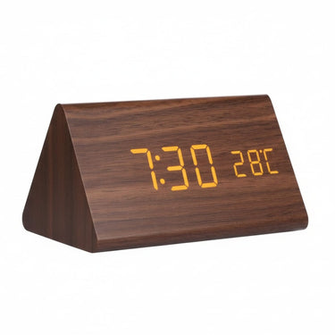 Wooden Digital Clock Triangular Design With Temperature And Humidity Display - Image 8