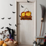 Wooden Halloween Sign Lighted Jack O Lantern Hanging Decoration With Integrated Glowing Elements - Image 5