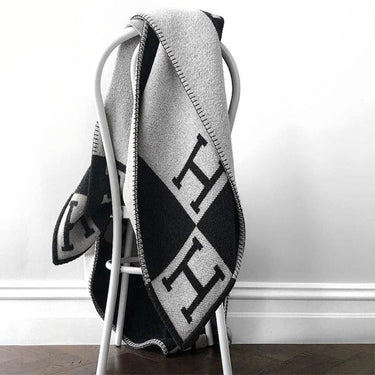 Wool Cashmere Blanket Checkered Woven Throw Letter - Image 13